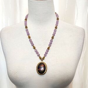 Vintage Cloisonne Oval Locket Necklace